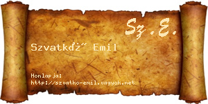 Szvatkó Emil névjegykártya